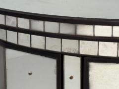 Hollywood Regency Style Distressed Glass Mirrored Demilune Cabinet - 4427447