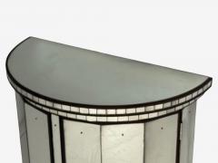 Hollywood Regency Style Distressed Glass Mirrored Demilune Cabinet - 4427448