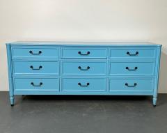 Hollywood Regency Style Dresser Sideboard Cerulean Blue Lacquer Baker - 2968733