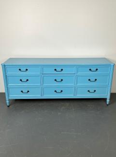 Hollywood Regency Style Dresser Sideboard Cerulean Blue Lacquer Baker - 2968735