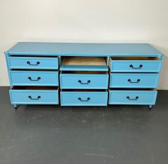 Hollywood Regency Style Dresser Sideboard Cerulean Blue Lacquer Baker - 2968738