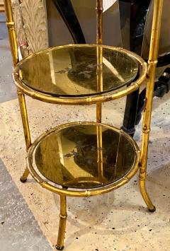 Hollywood Regency Style Faux Bamboo glomis Glass Three Tier tager Stand - 3002798
