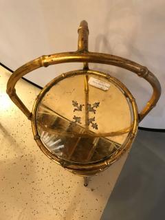 Hollywood Regency Style Faux Bamboo glomis Glass Three Tier tager Stand - 3002801