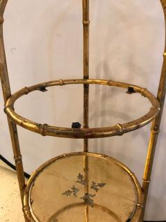 Hollywood Regency Style Faux Bamboo glomis Glass Three Tier tager Stand - 3002805