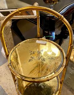 Hollywood Regency Style Faux Bamboo glomis Glass Three Tier tager Stand - 3002806