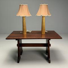 Hollywood Regency Style Fluted Table Lamps Gilt Metal Silk USA 21st C  - 3979766