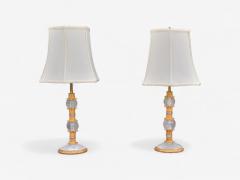Hollywood Regency Style Gilt Metal Rock Crystal Table Lamps France 1940s - 4207162