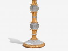 Hollywood Regency Style Gilt Metal Rock Crystal Table Lamps France 1940s - 4207164