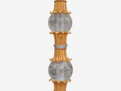 Hollywood Regency Style Gilt Metal Rock Crystal Table Lamps France 1940s - 4207165