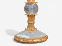 Hollywood Regency Style Gilt Metal Rock Crystal Table Lamps France 1940s - 4207166