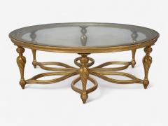 Hollywood Regency Style Giltwood Glass Monumental Coffee Table Italy 2000s - 4416129