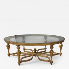 Hollywood Regency Style Giltwood Glass Monumental Coffee Table Italy 2000s - 4419285