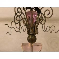 Hollywood Regency Style Iron and Lucite with Colored Glass Chandelier - 1384089