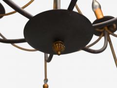 Hollywood Regency Style Metal Brass Tassel Motif Chandelier USA 1960s - 4212568