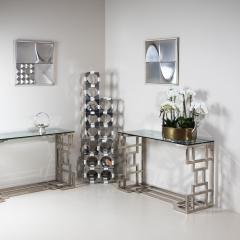 Hollywood Regency Style Metal and Glass Consoles Probably Italy 1980s - 4410573