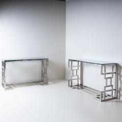 Hollywood Regency Style Metal and Glass Consoles Probably Italy 1980s - 4410578