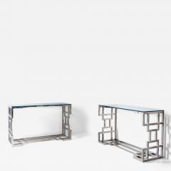 Hollywood Regency Style Metal and Glass Consoles Probably Italy 1980s - 4412204