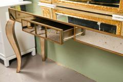 Hollywood Regency Style Mirror Console Table With Gold Gilt Frame Single Drawer - 2943223