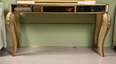 Hollywood Regency Style Mirror Console Table With Gold Gilt Frame Single Drawer - 2943226