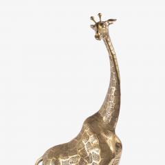 Hollywood Regency Style Polished Brass Giraffe Sculptures Pair - 4220135