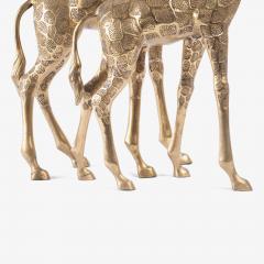 Hollywood Regency Style Polished Brass Giraffe Sculptures Pair - 4220138