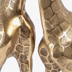 Hollywood Regency Style Polished Brass Giraffe Sculptures Pair - 4220139