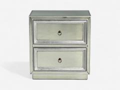 Hollywood Regency Style Silver Leaf Distressed Glass Mirrored Nightstands - 4382079