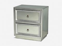 Hollywood Regency Style Silver Leaf Distressed Glass Mirrored Nightstands - 4382081