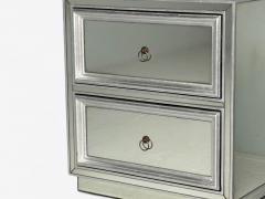 Hollywood Regency Style Silver Leaf Distressed Glass Mirrored Nightstands - 4382082