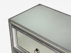 Hollywood Regency Style Silver Leaf Distressed Glass Mirrored Nightstands - 4382084