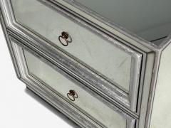 Hollywood Regency Style Silver Leaf Distressed Glass Mirrored Nightstands - 4382086