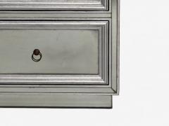 Hollywood Regency Style Silver Leaf Distressed Glass Mirrored Nightstands - 4382087