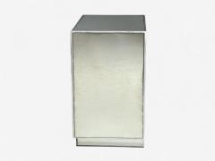 Hollywood Regency Style Silver Leaf Distressed Glass Mirrored Nightstands - 4382088