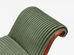 Hollywood Regency Style Stained Wood Green Fabric Benches USA 1980s - 4283199