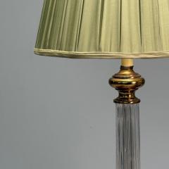 Hollywood Regency Style Table Lamps Fluted Crystal Gilt Metal USA 1980s - 3979077