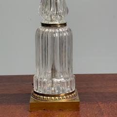 Hollywood Regency Style Table Lamps Fluted Crystal Gilt Metal USA 1980s - 3979078