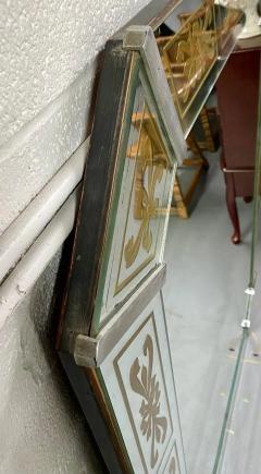Hollywood Regency Style Venetian Eglomise Gold Bow Ribbon Design Wall Mirror - 3678065