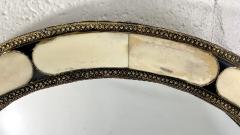 Hollywood Regency Style White Frame Brass Filigree Inlay Mirror a Pair - 3156867