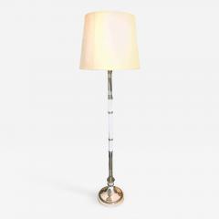 Hollywood Regency Style White Marble Glass and Silver Plate Floor Standing Lamp - 1298424