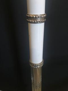 Hollywood Regency Style White Marble Glass and Silver Plate Floor Standing Lamp - 2944821