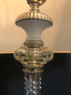 Hollywood Regency Style White Marble Glass and Silver Plate Floor Standing Lamp - 2944822