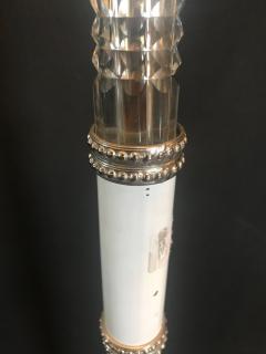 Hollywood Regency Style White Marble Glass and Silver Plate Floor Standing Lamp - 2944823