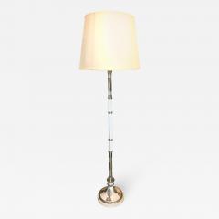 Hollywood Regency Style White Marble Glass and Silver Plate Floor Standing Lamp - 2957005