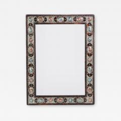 Hollywood Regency Style with Natural Stone and Brass Inlaid Hanging Wall Mirror - 2895843