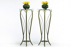 Hollywood Regency Tall Green Pedestals with Curvaceous Roman Urn Silhouette - 4480673