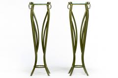 Hollywood Regency Tall Green Pedestals with Curvaceous Roman Urn Silhouette - 4480674