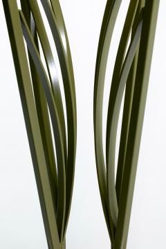 Hollywood Regency Tall Green Pedestals with Curvaceous Roman Urn Silhouette - 4480678