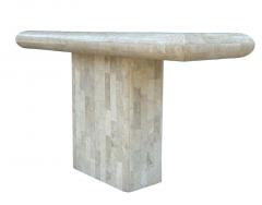 Hollywood Regency Tessellated Stone or White Marble Console Table or Sofa Table - 2058915