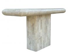 Hollywood Regency Tessellated Stone or White Marble Console Table or Sofa Table - 2058916