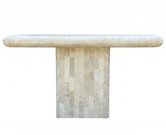 Hollywood Regency Tessellated Stone or White Marble Console Table or Sofa Table - 2058918